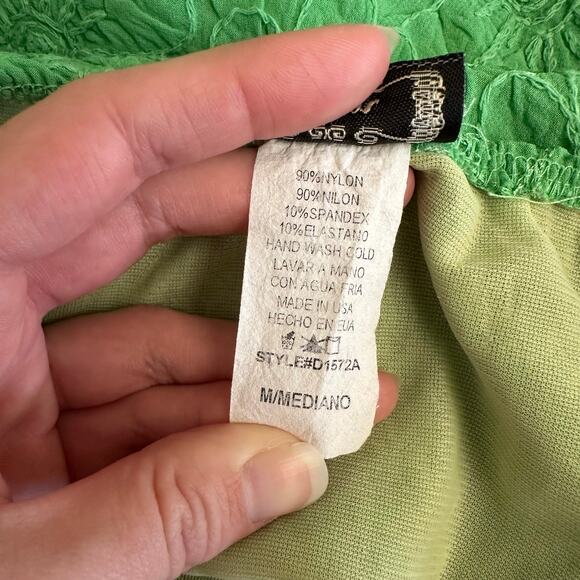 Y2K Vintage Glam Green Embroidered Floral Halter Dress Made in USA Size M - Picture 3 of 9